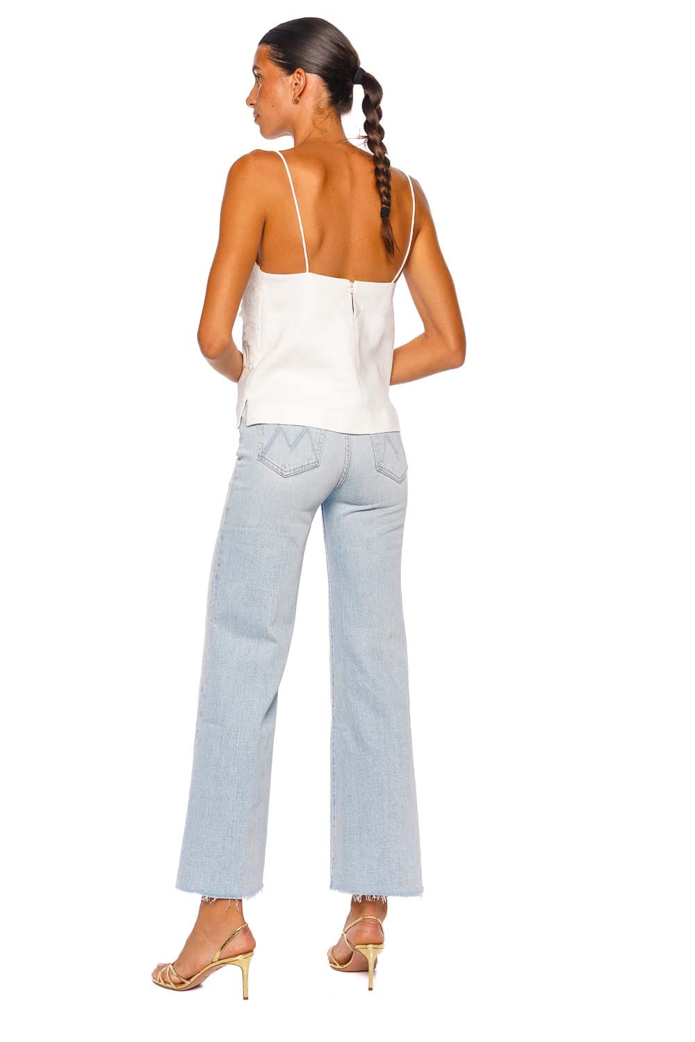 MOTHER Denim The Hustler Roller Skimp Fray Light Blue Wide Leg Jeans