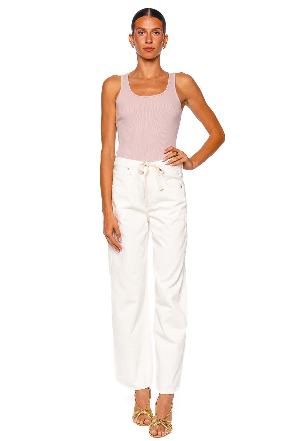 Citizens of Humanity Brynn Drawstring Wide Leg Trouser Ivory