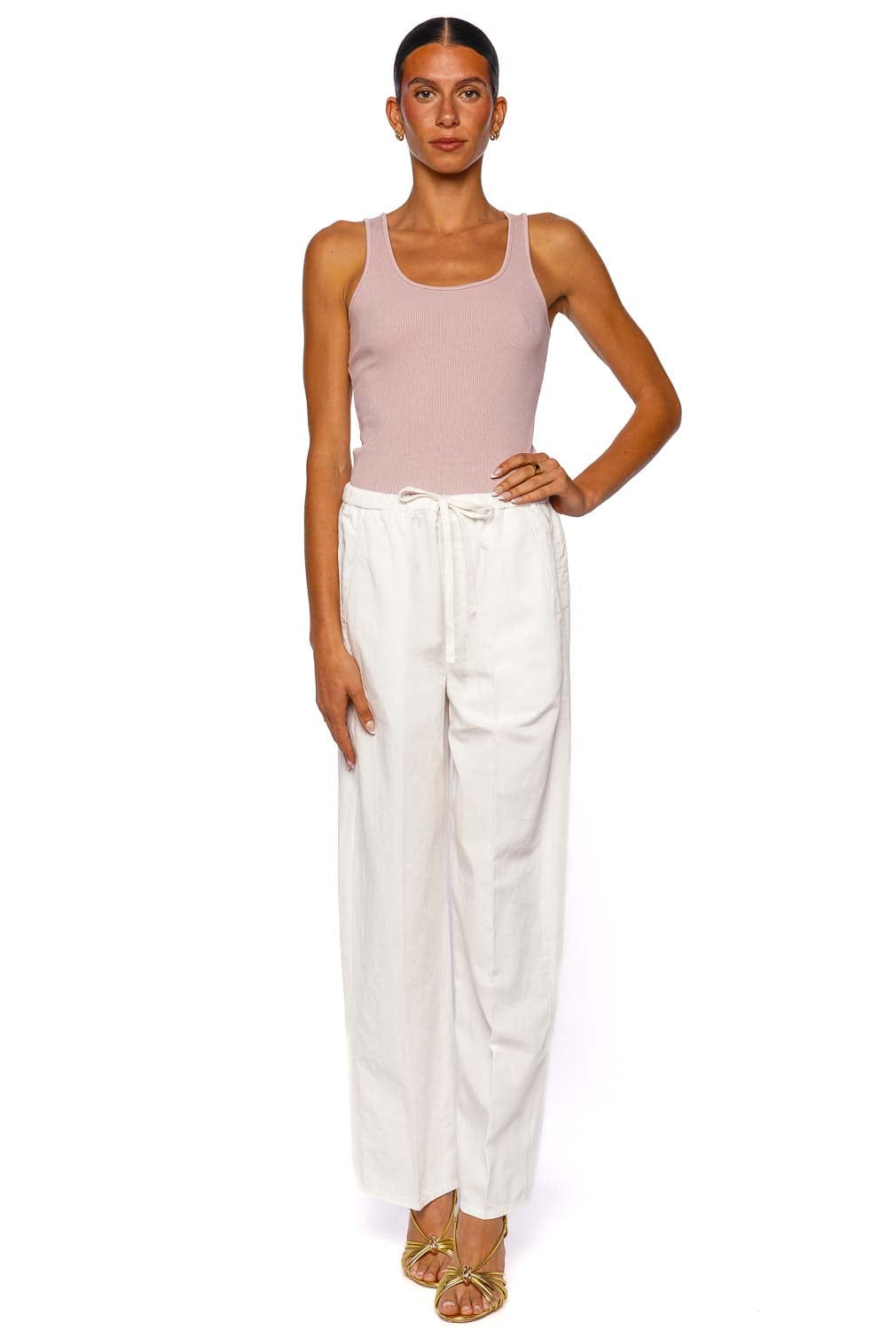 Citizens of Humanity Aurora Cream Wide Leg Pull On Pant