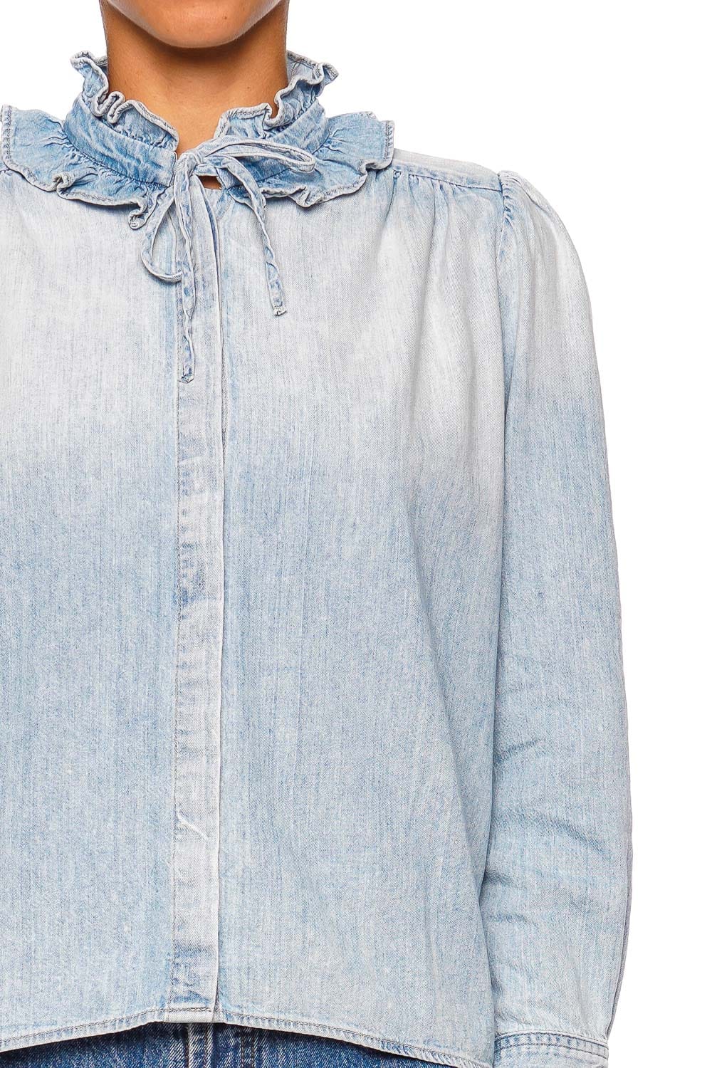 Citizens of Humanity Calista Light Blue Long Sleeve Frill Collar Shirt