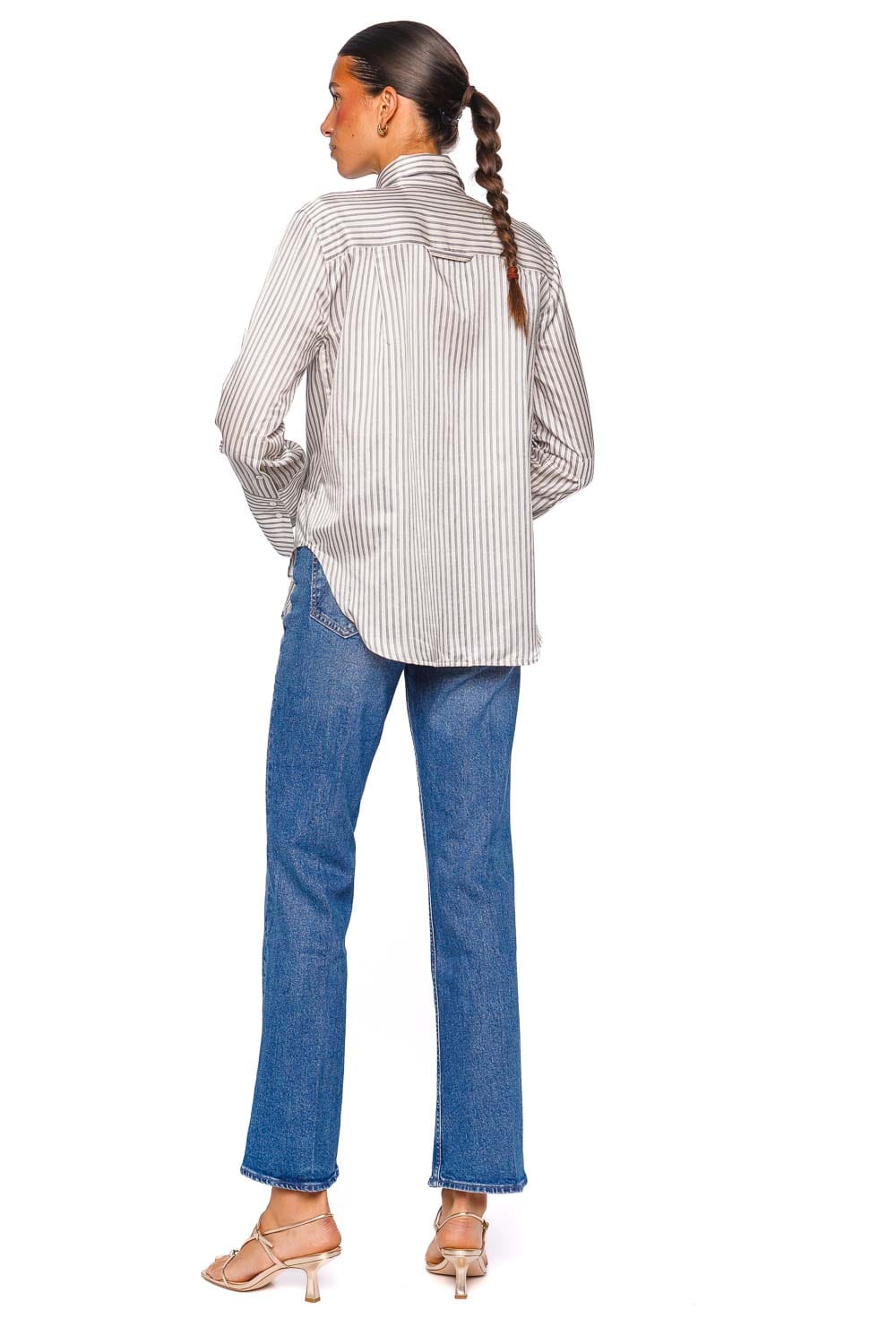 Citizens of Humanity Camilia Mirada Stripe Beige Long Sleeve Button Down Shirt