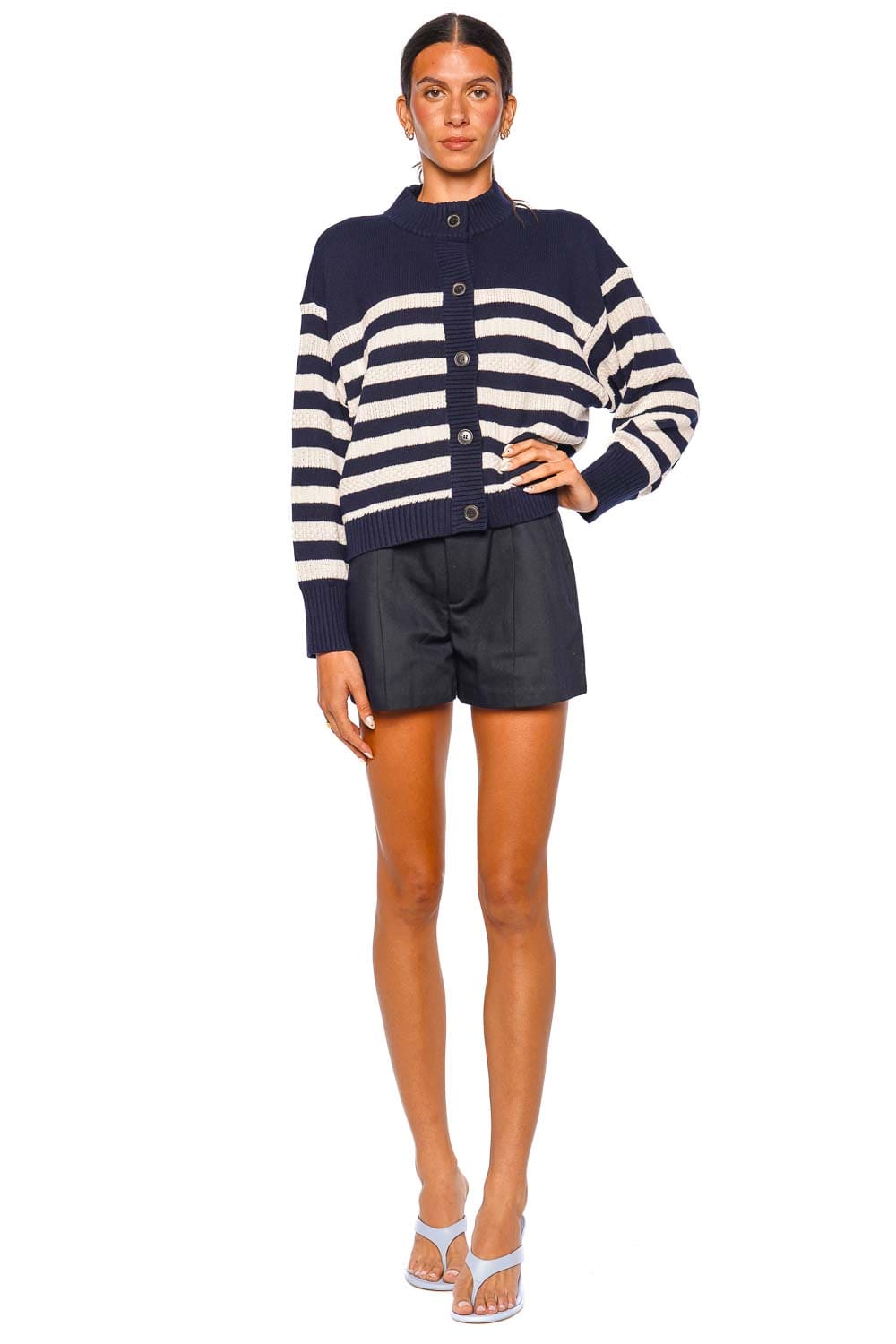 The Variation Femme Navy Striped Cardigan