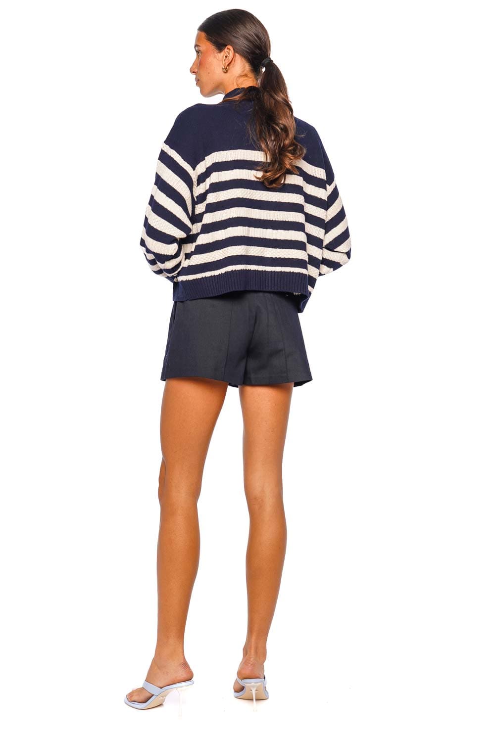 FRAME The Variation Femme Navy Multi Long Sleeve Striped Cardigan
