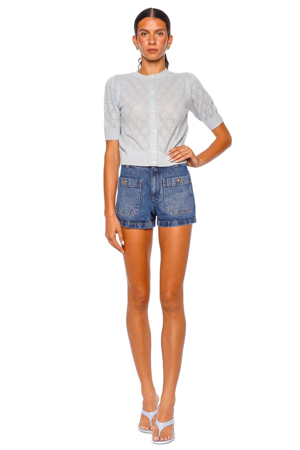 FRAME The Cruise Short Blue High Rise Denim Shorts