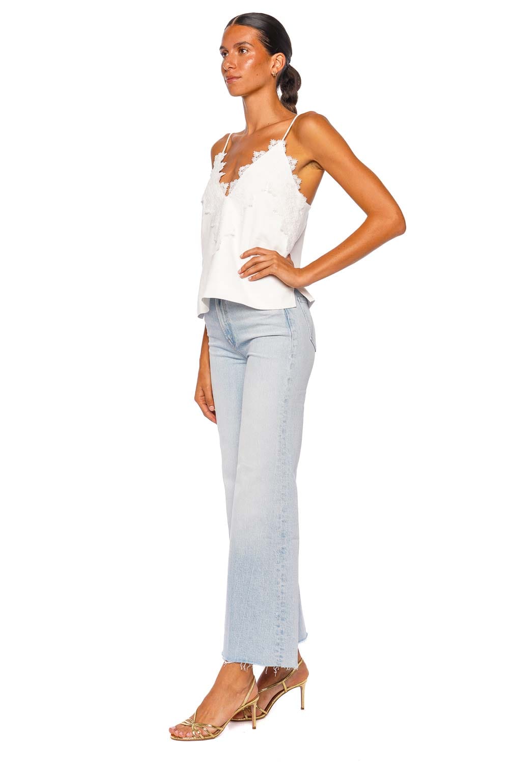 Shona Joy Toile Lace Cami Ivory Strappy Lace Trim Top