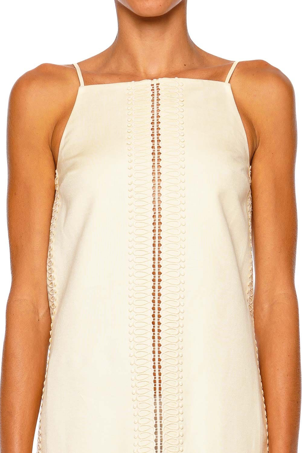 Shona Joy Wright Lace Square Neck Mini Dress Cream Strappy Mini Dress