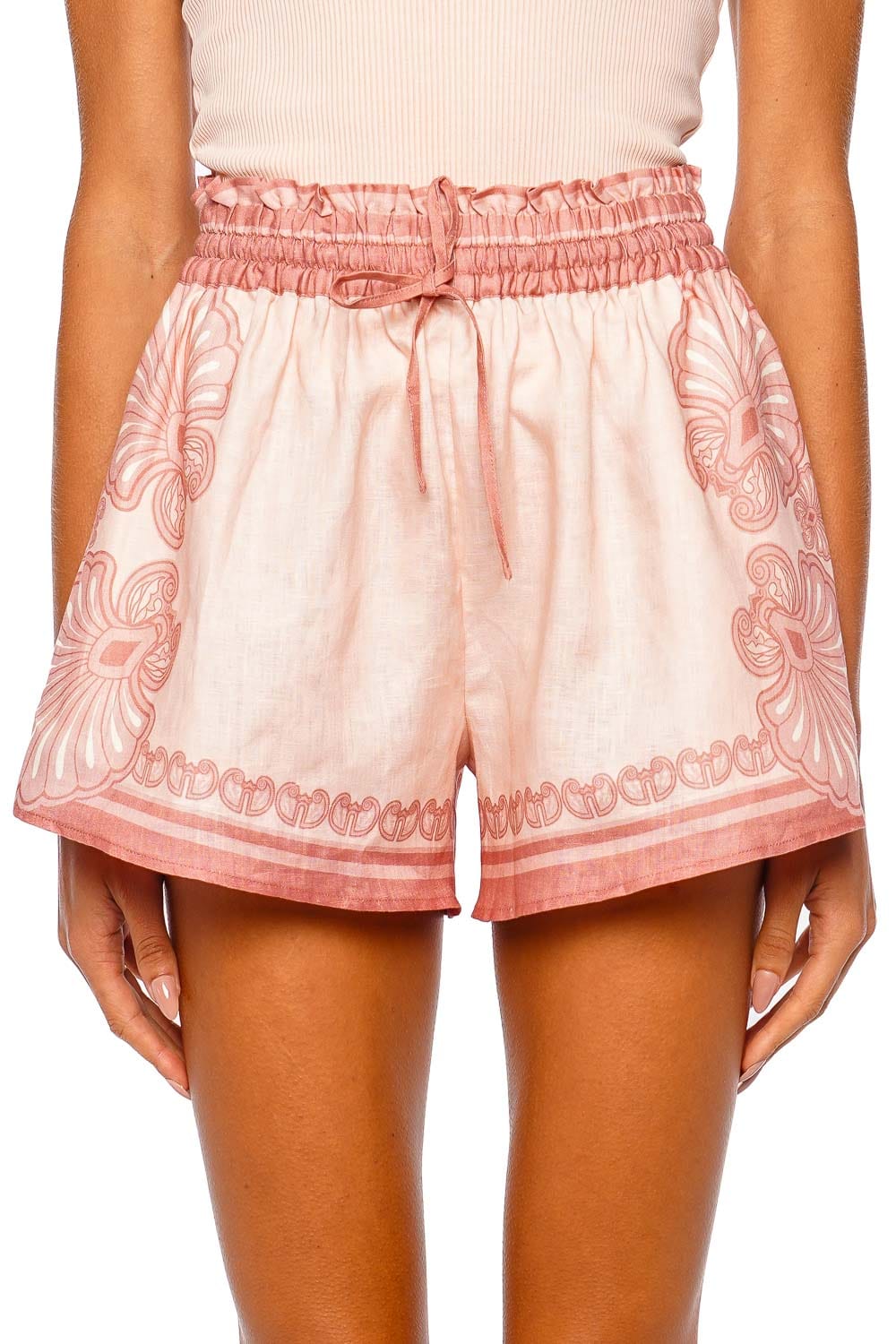 Shani Shemer Carly Pink Shell Print High Waist Shorts
