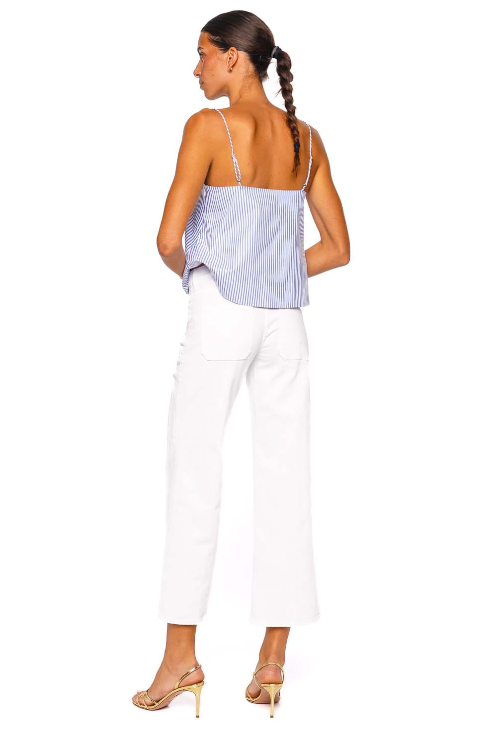 Caroline Constas Vera Rosette Striped Cotton Top