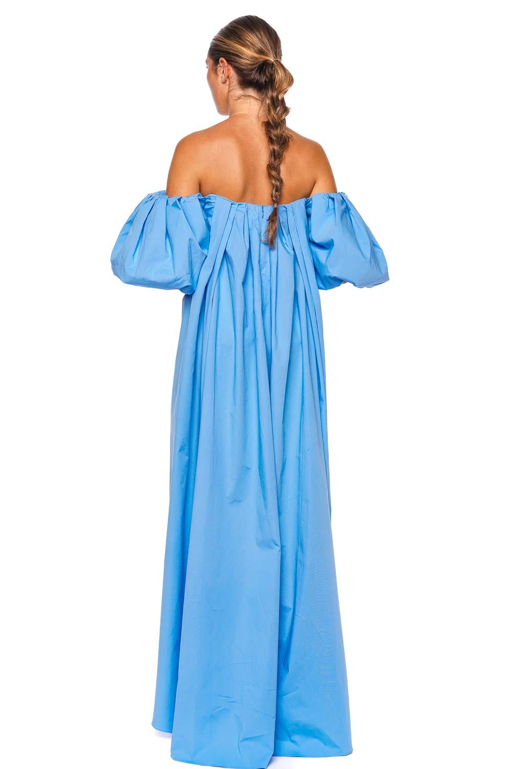 Caroline Constas Palmer Ultramarine Off Shoulder Puff Sleeve Gown