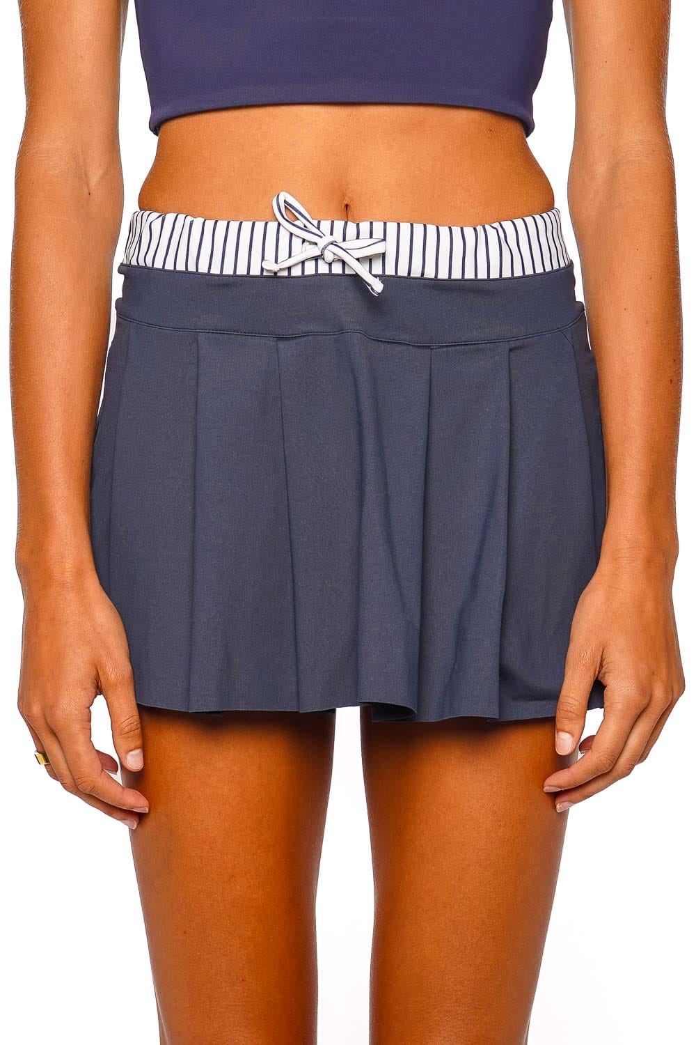 Port de Bras Anne Navy Pleated Mini Skirt