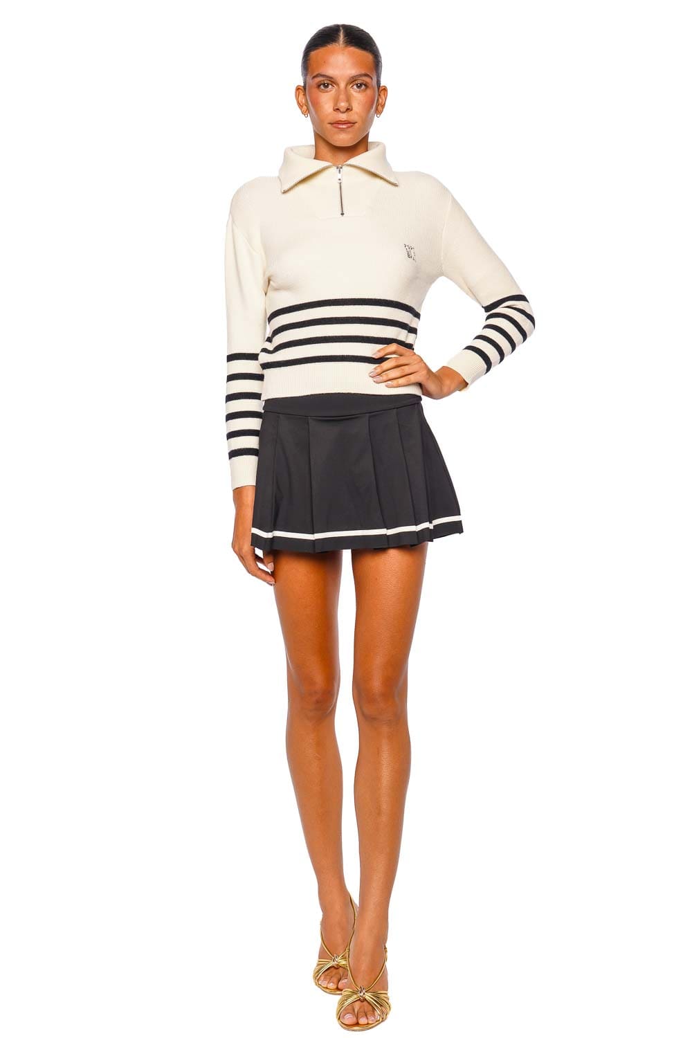 Port de Bras Grace Sweater Chantilly Black Long Sleeve Half Zip Sweater