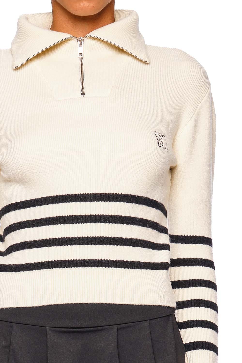 Port de Bras Grace Sweater Chantilly Black Long Sleeve Half Zip Sweater