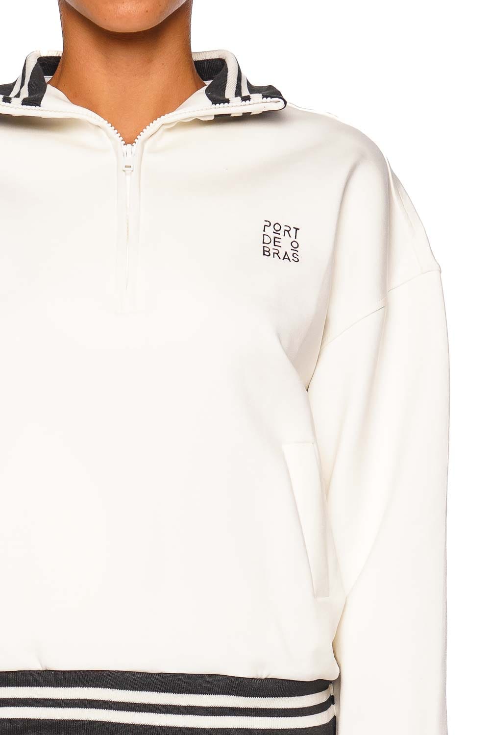 Port de Bras Match Signature Chantilly and Black Long Sleeve Half Zip Sweater