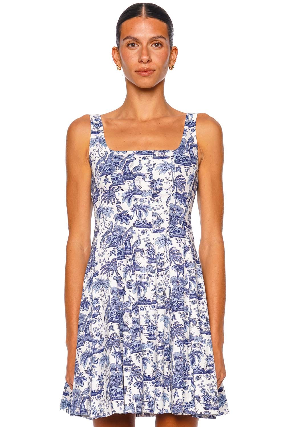 Staud Wells Blue Toile Mini Dress with Straps