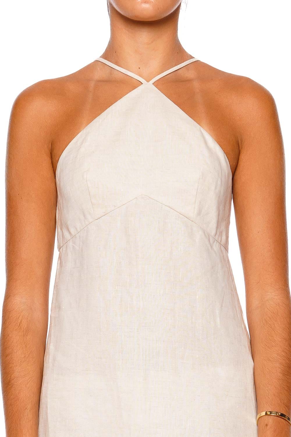 Staud Oro Linen Blush Canyon Halter Mini Dress