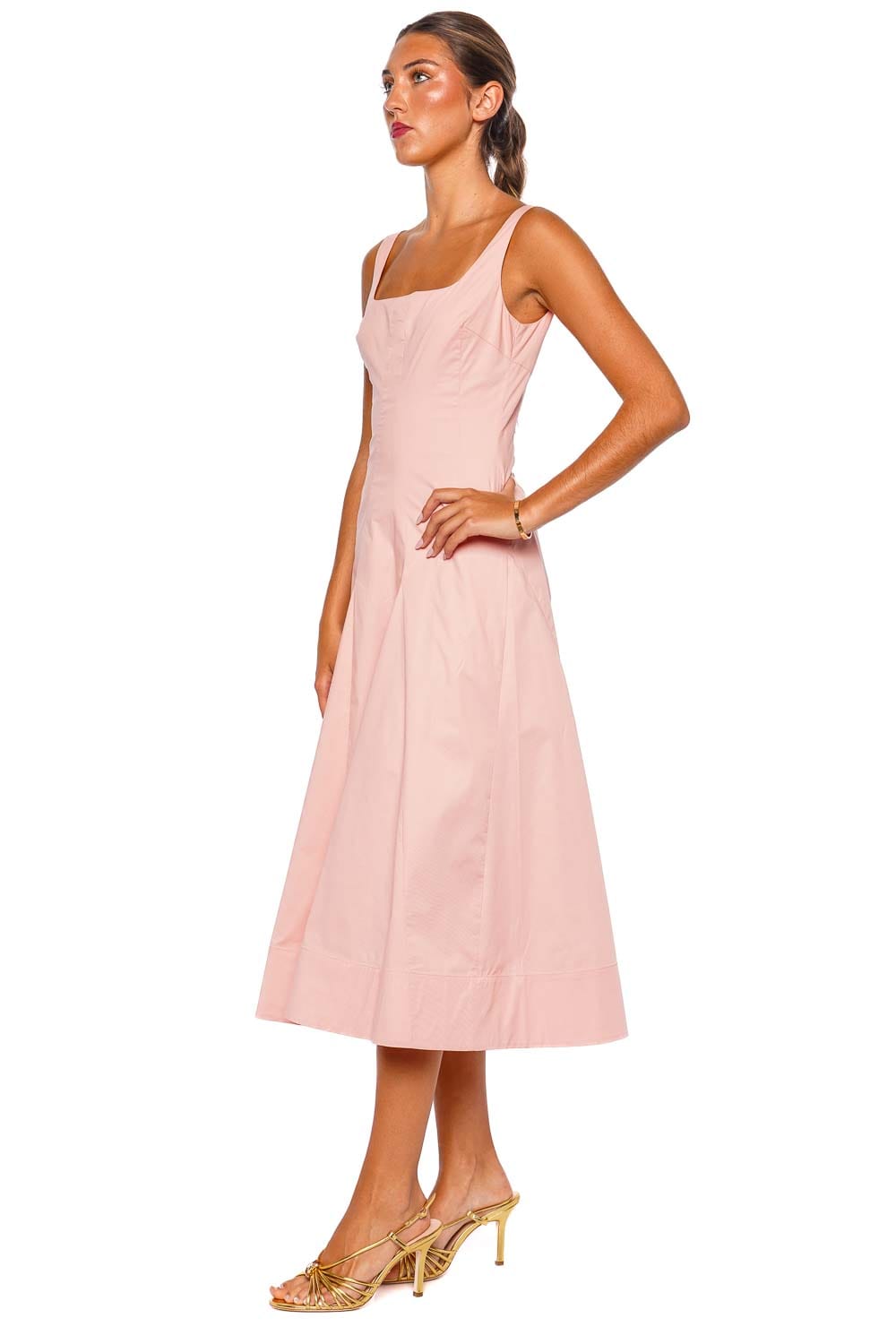 Staud Willow Tulip Sleeveless Midi Dress
