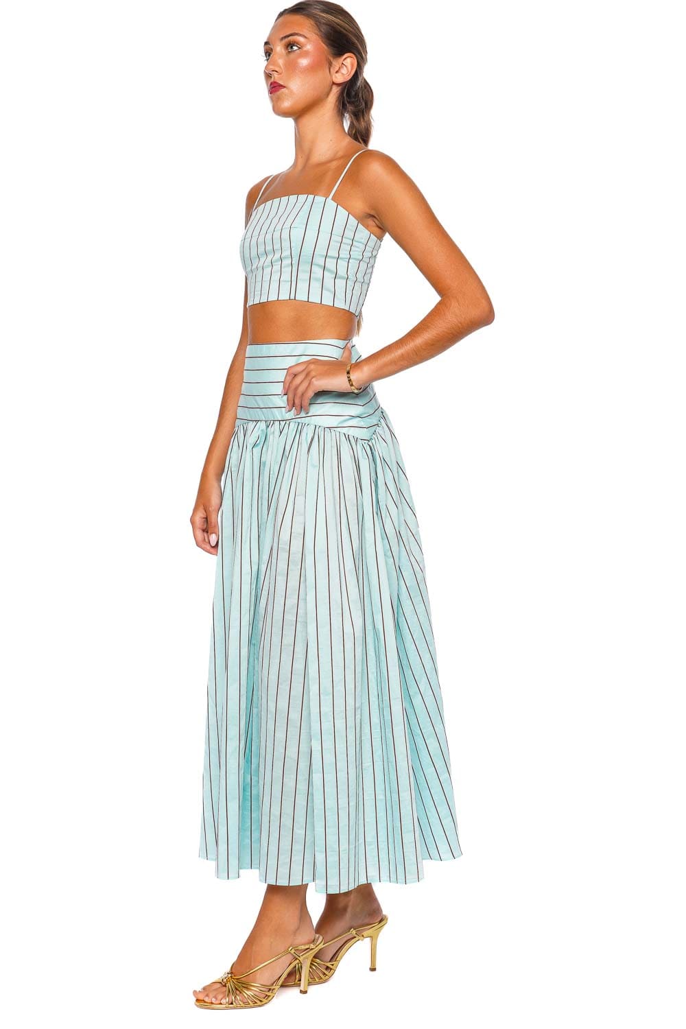 Staud Federico Pool Stripe Strappy Cropped Tank