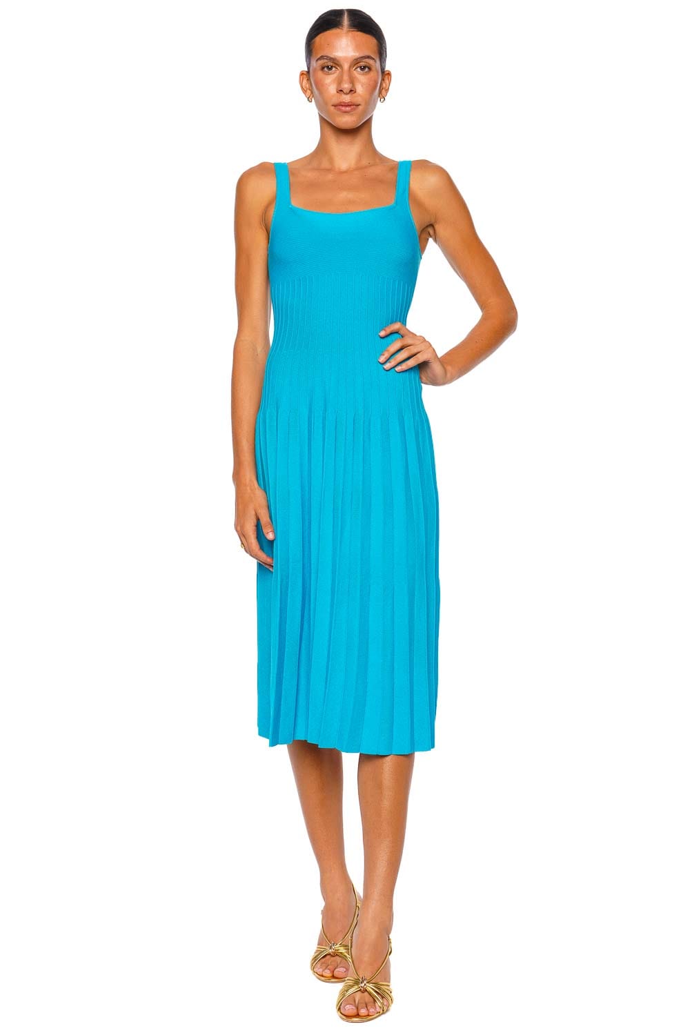 Staud Ellison Pool Sleeveless Knit Midi Dress