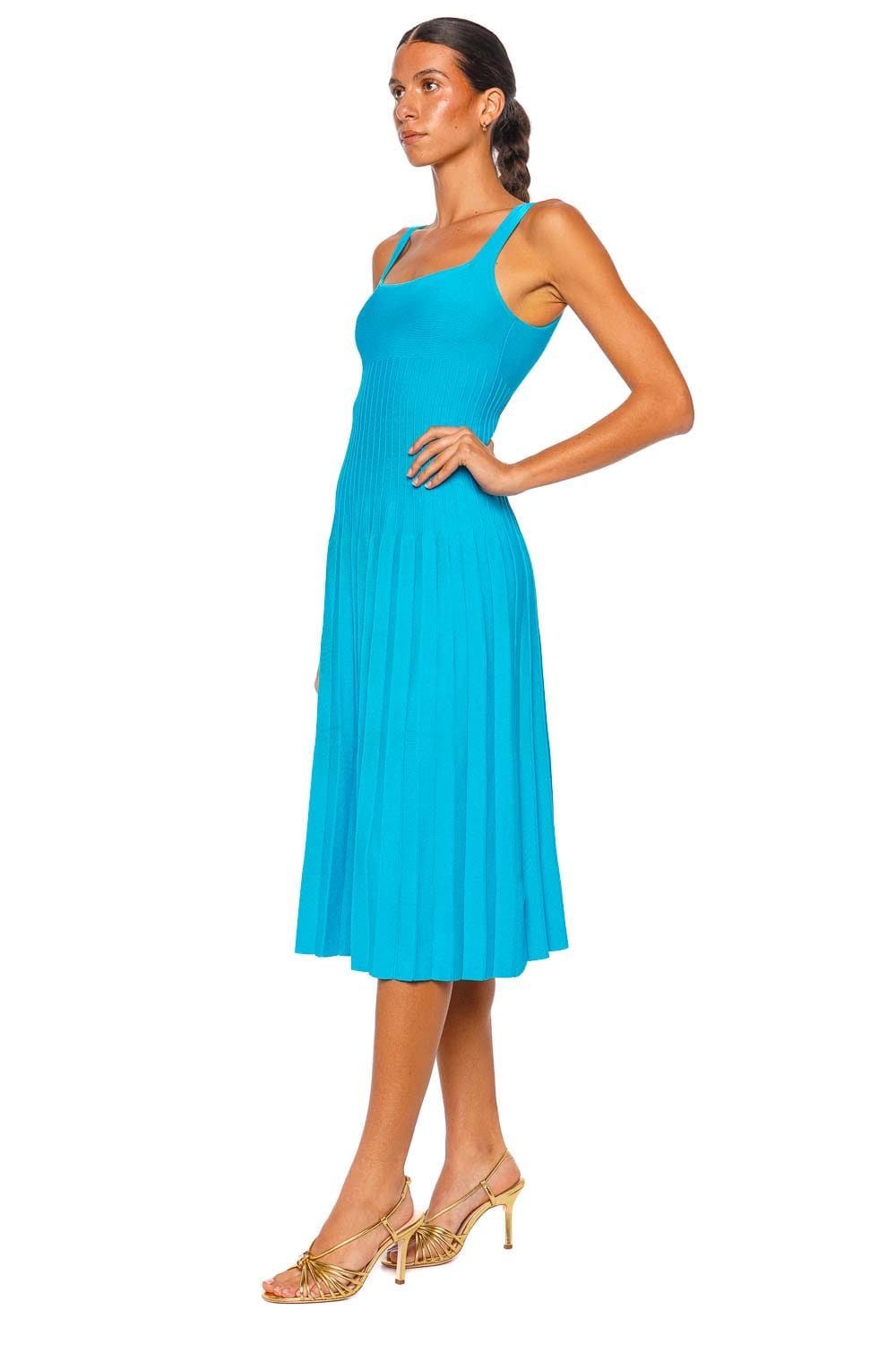 Staud Ellison Pool Sleeveless Knit Midi Dress