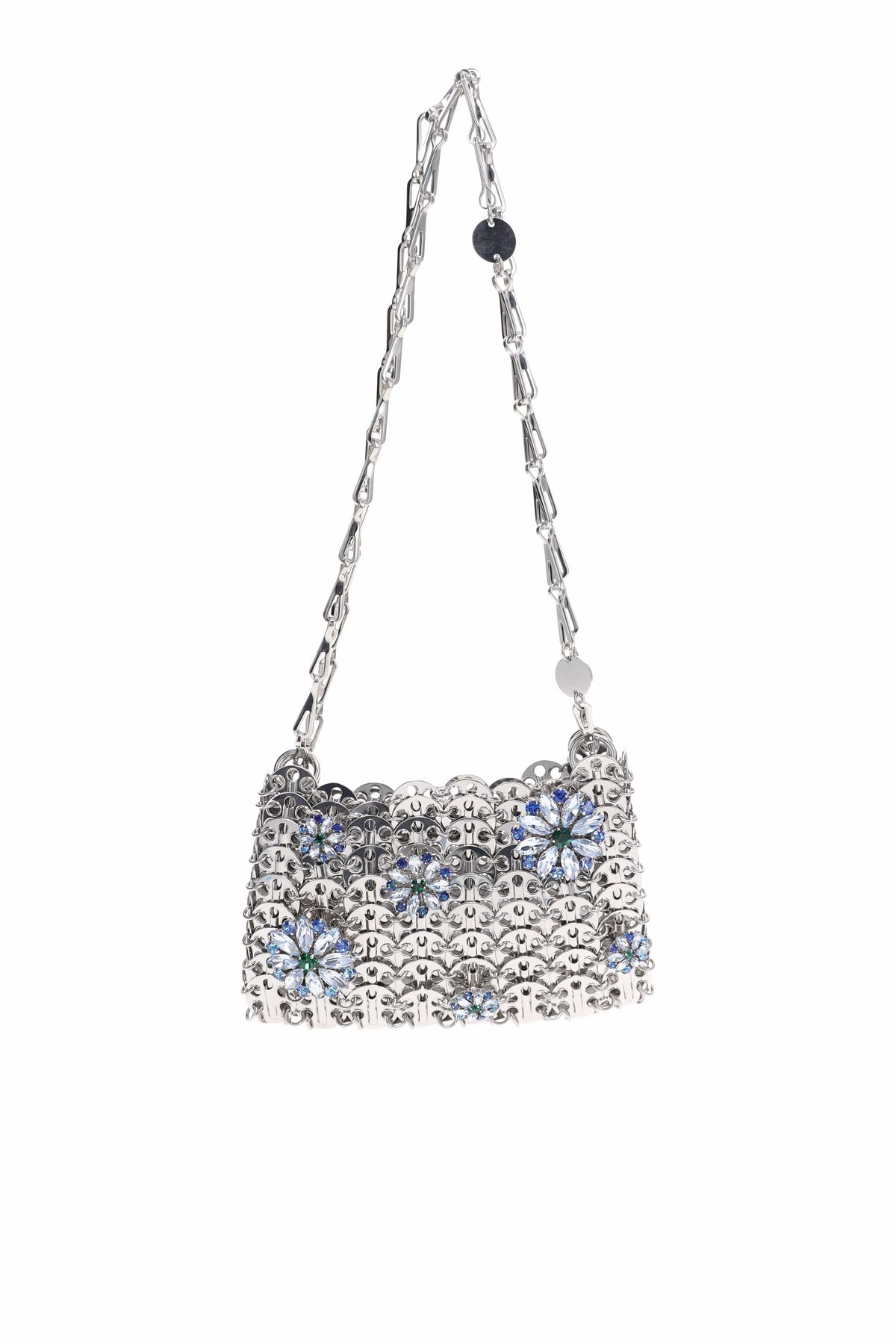 1969 Silver Nano Blue Strass Flower Bag