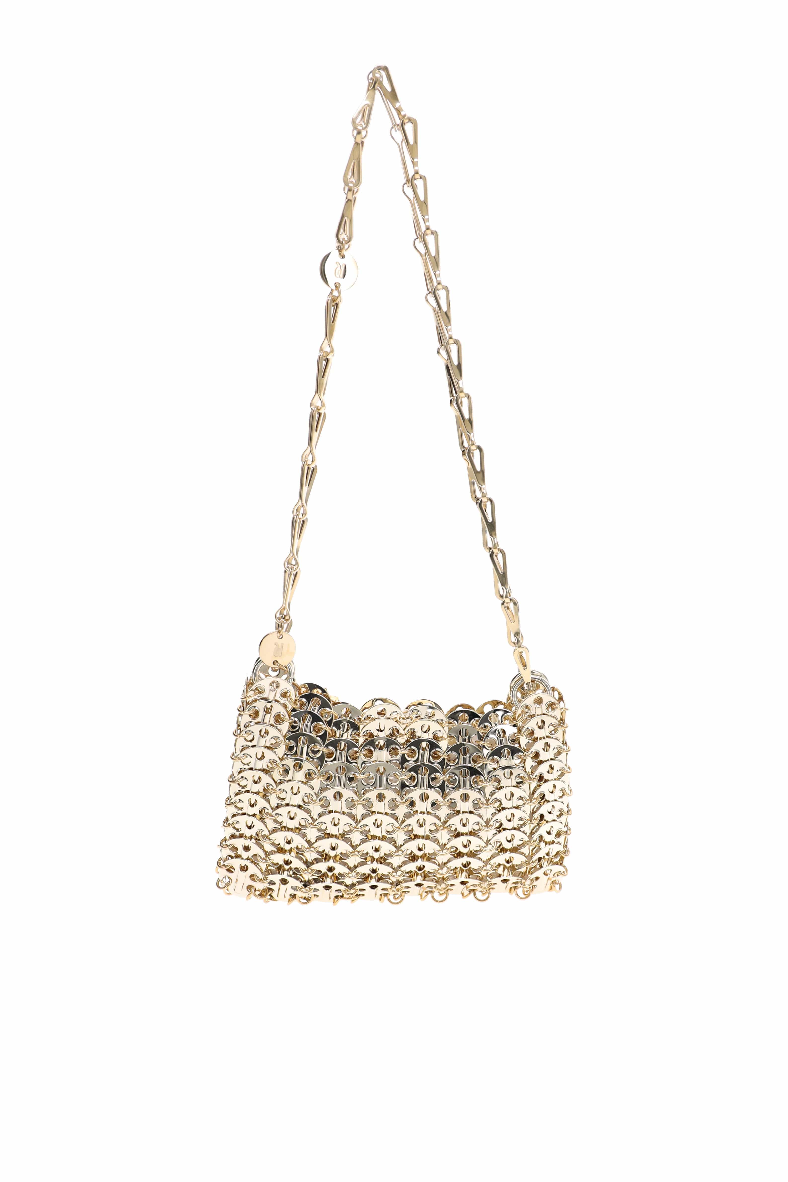 Rabanne 1969 Gold Nano Pink Strass Flower Bag