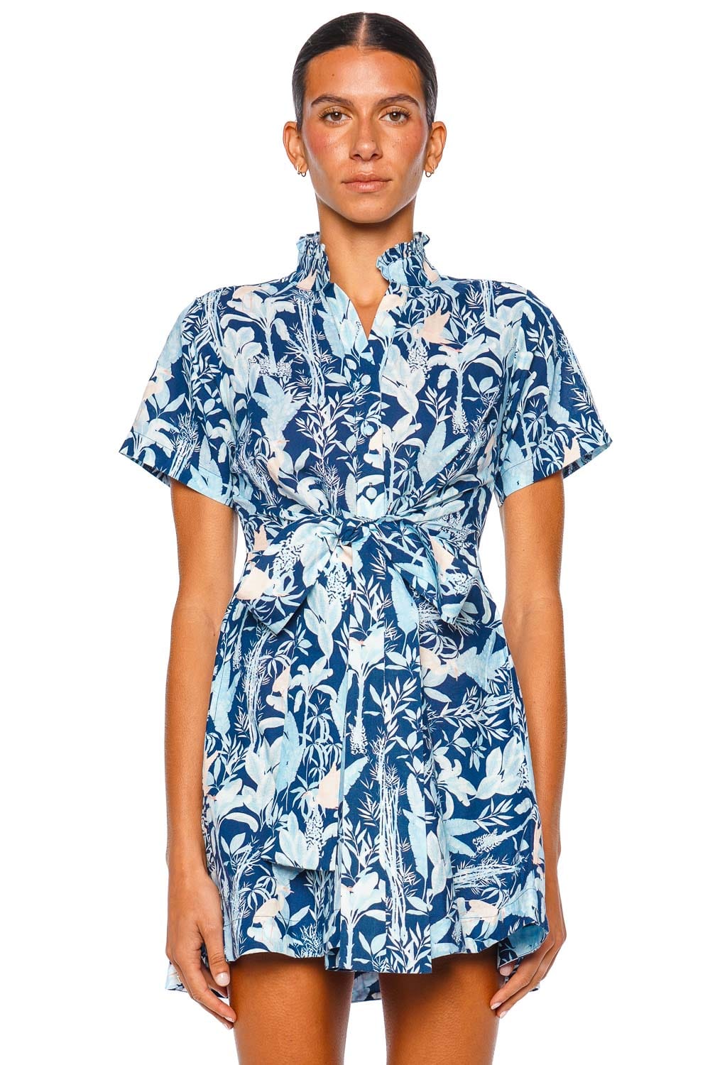 Verandah Bawa Aqua Sage Green Short Sleeve Mini Dress