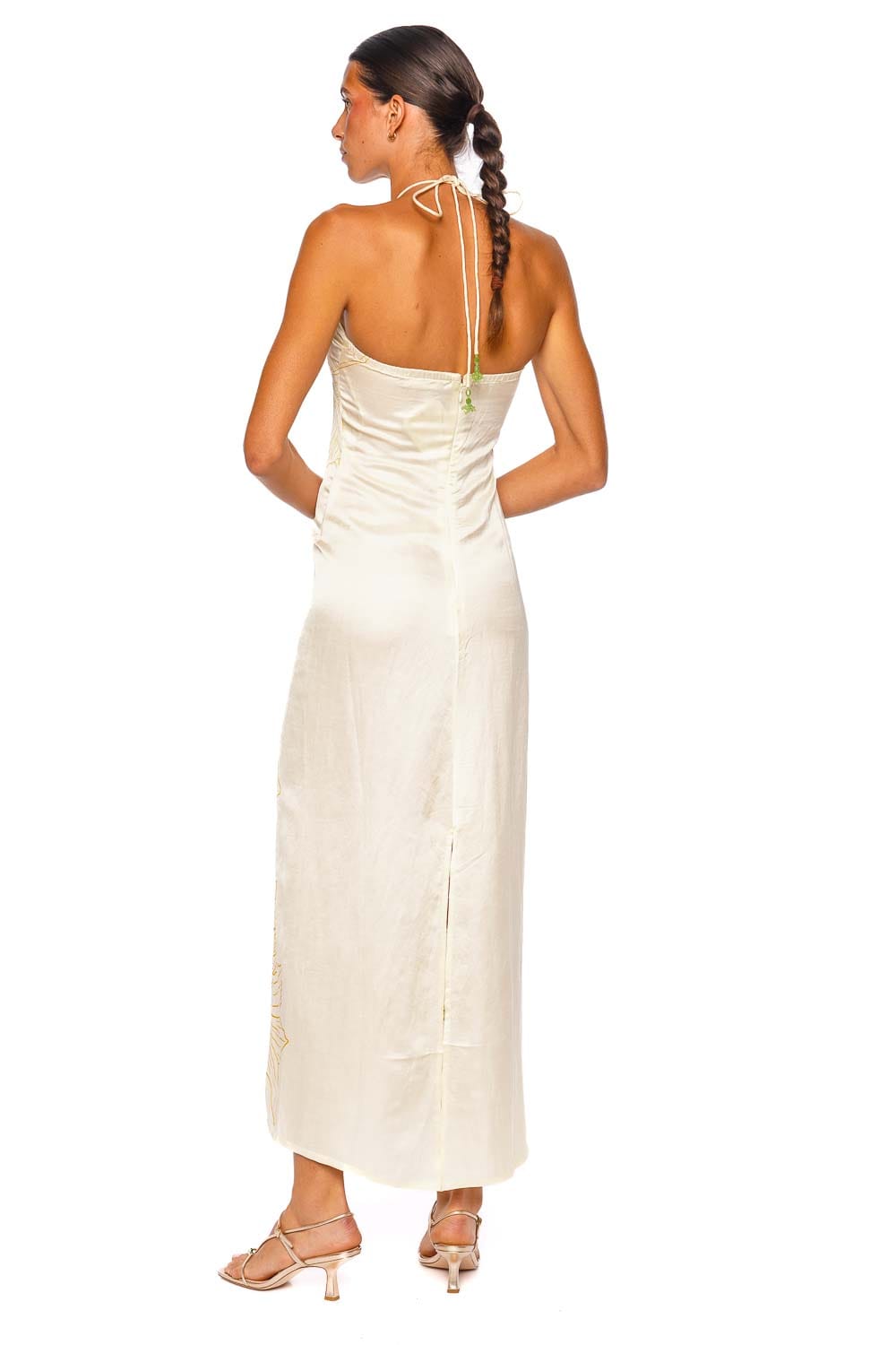 Verandah Floral Garden Ivory Halter Maxi Dress
