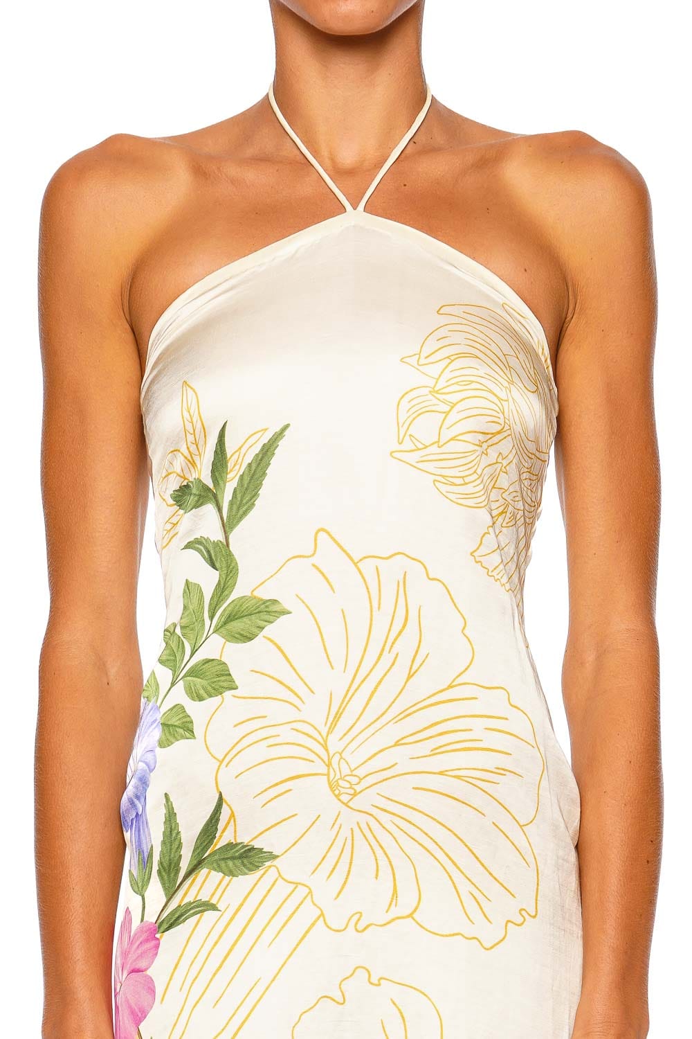 Verandah Floral Garden Ivory Halter Maxi Dress