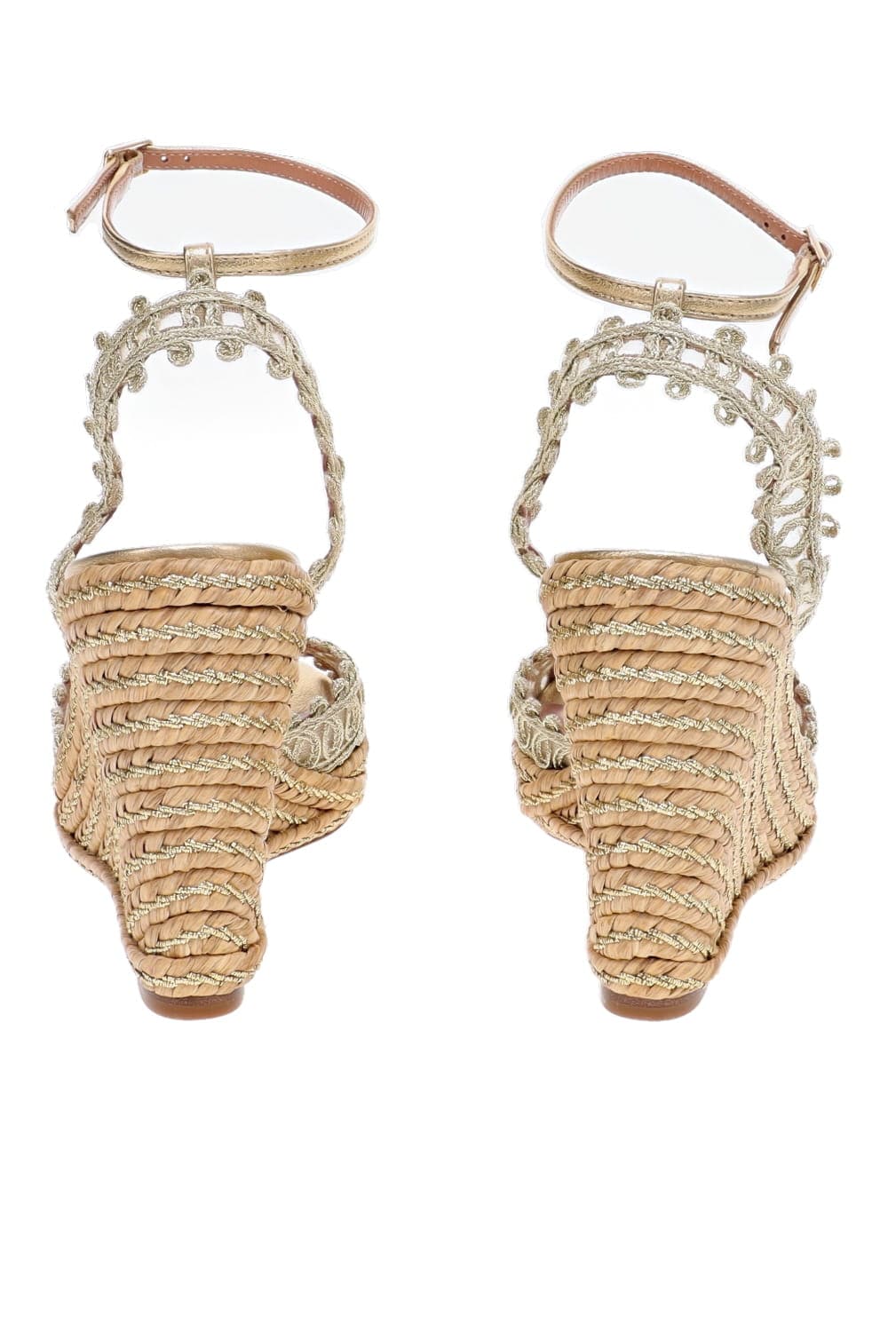 AQUAZZURA Kahlo Soft Gold Espadrille Wedge Sandal