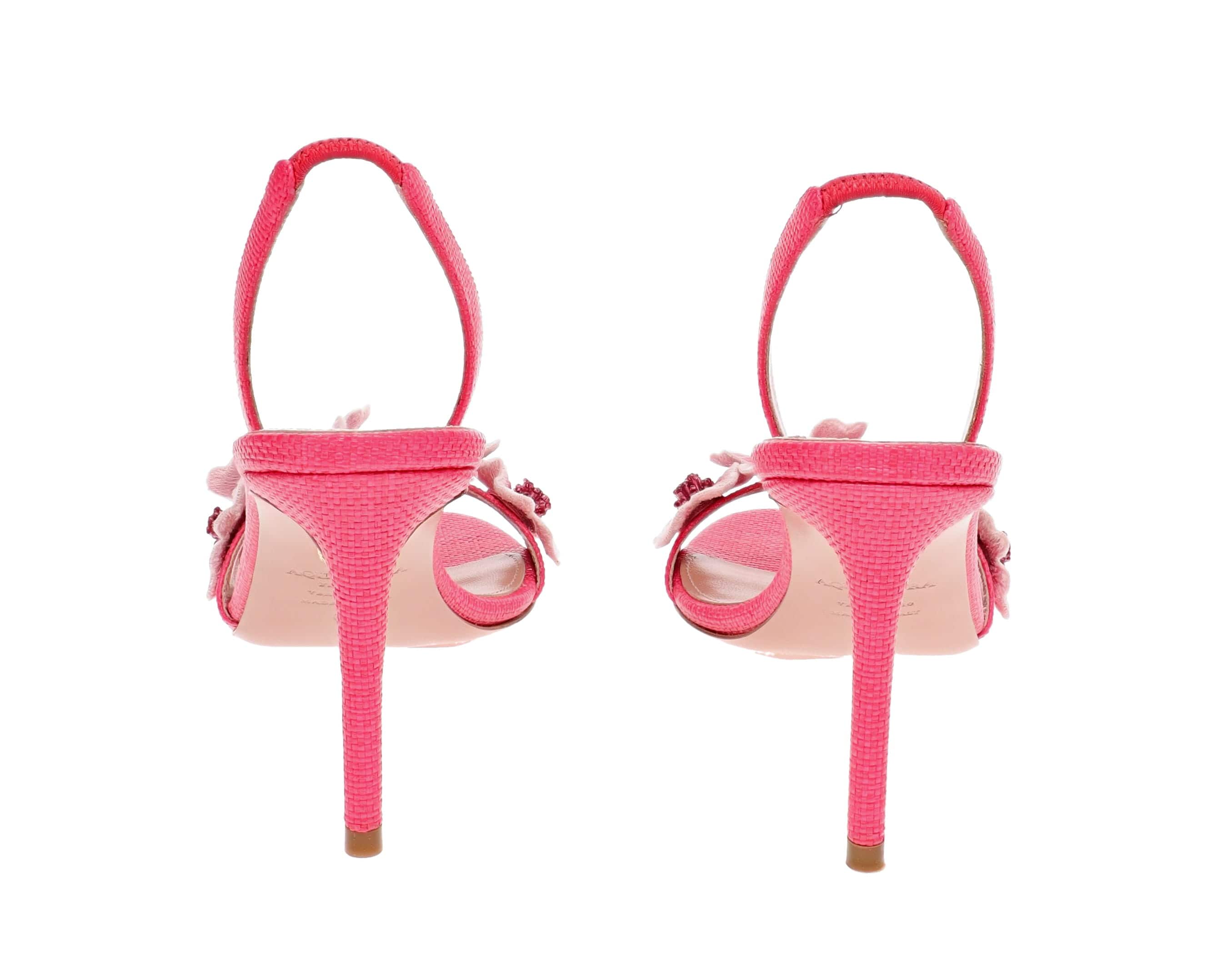 AQUAZZURA Passionflower 85 Raspberry Floral Slingback Sandal
