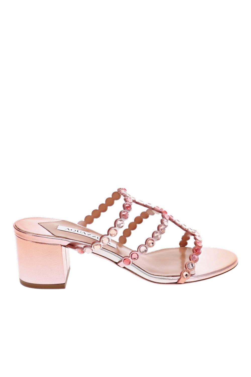 AQUAZZURA Tequila 50 Flamingo Embellished Block Heel Sandal