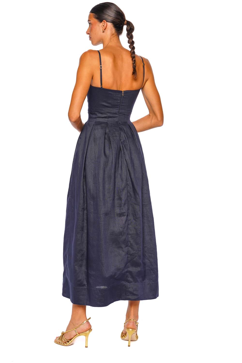 AGUA by Agua Bendita Sula Cauca Navy Floral Strap Midi Dress