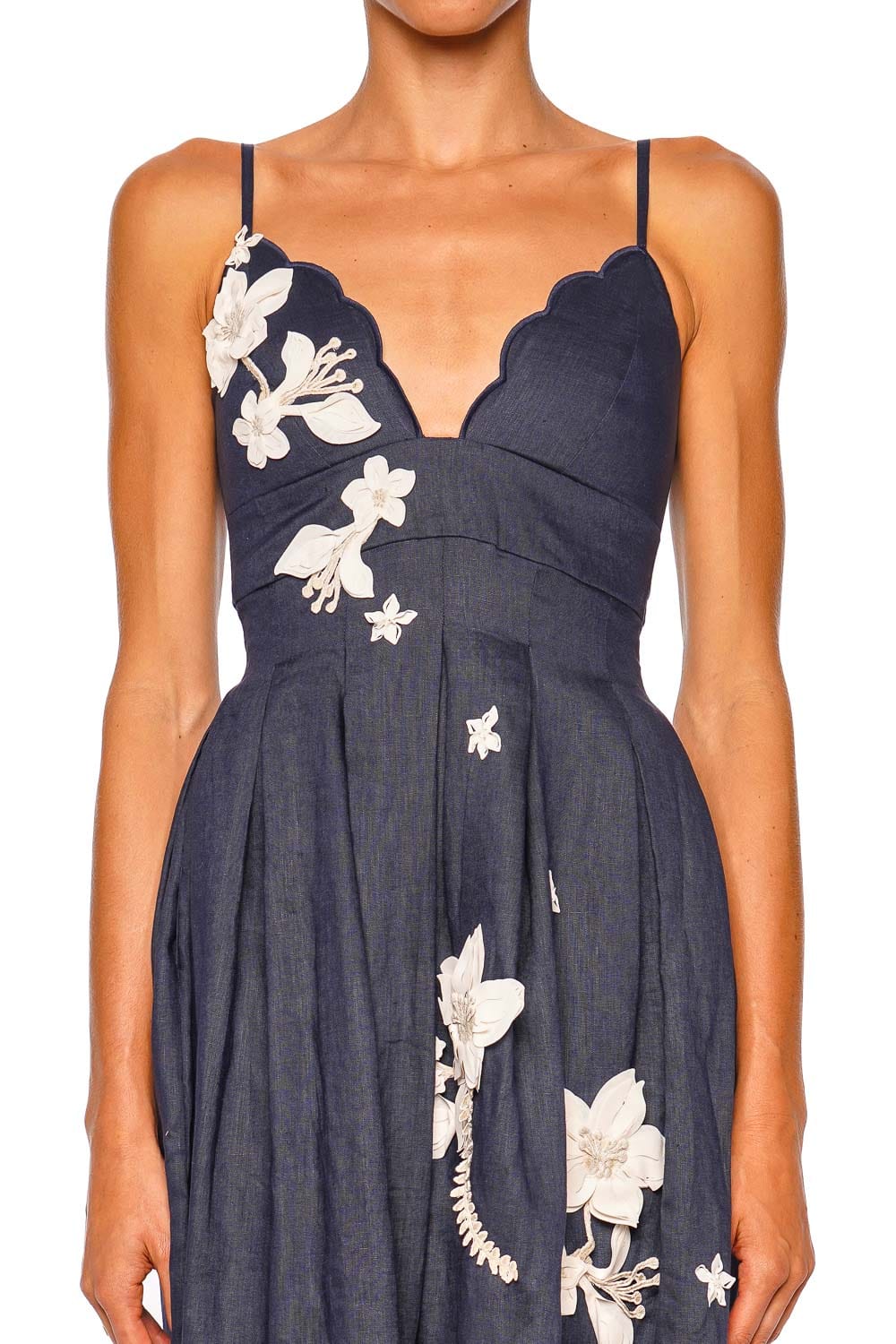 AGUA by Agua Bendita Sula Cauca Navy Floral Strap Midi Dress
