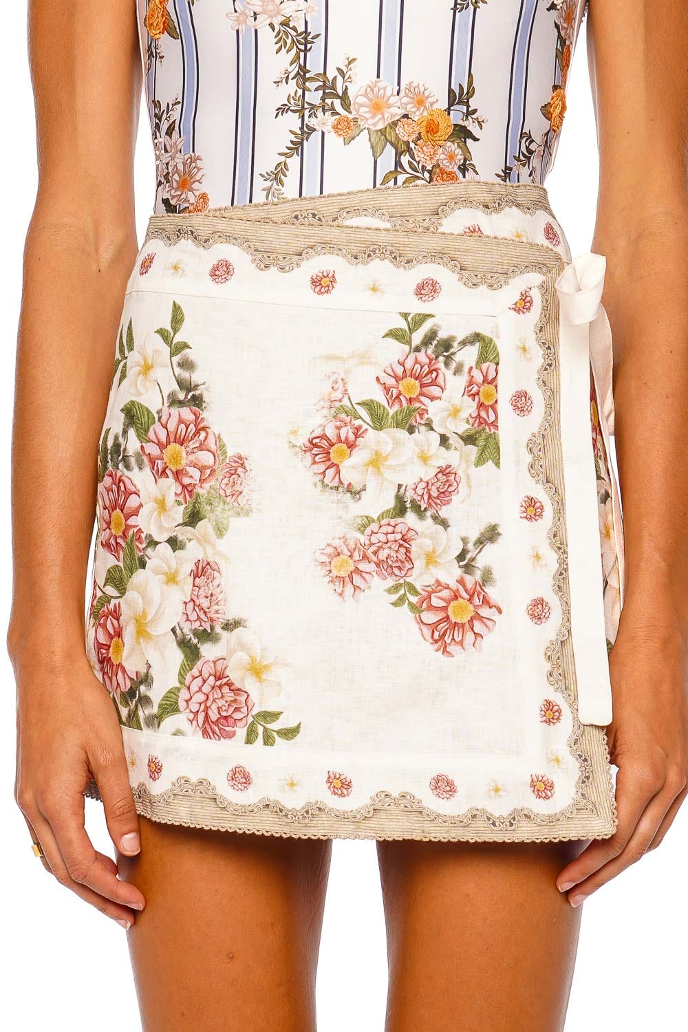 AGUA by Agua Bendita Luna Paraiso Floral Wrap Mini Skirt Multi
