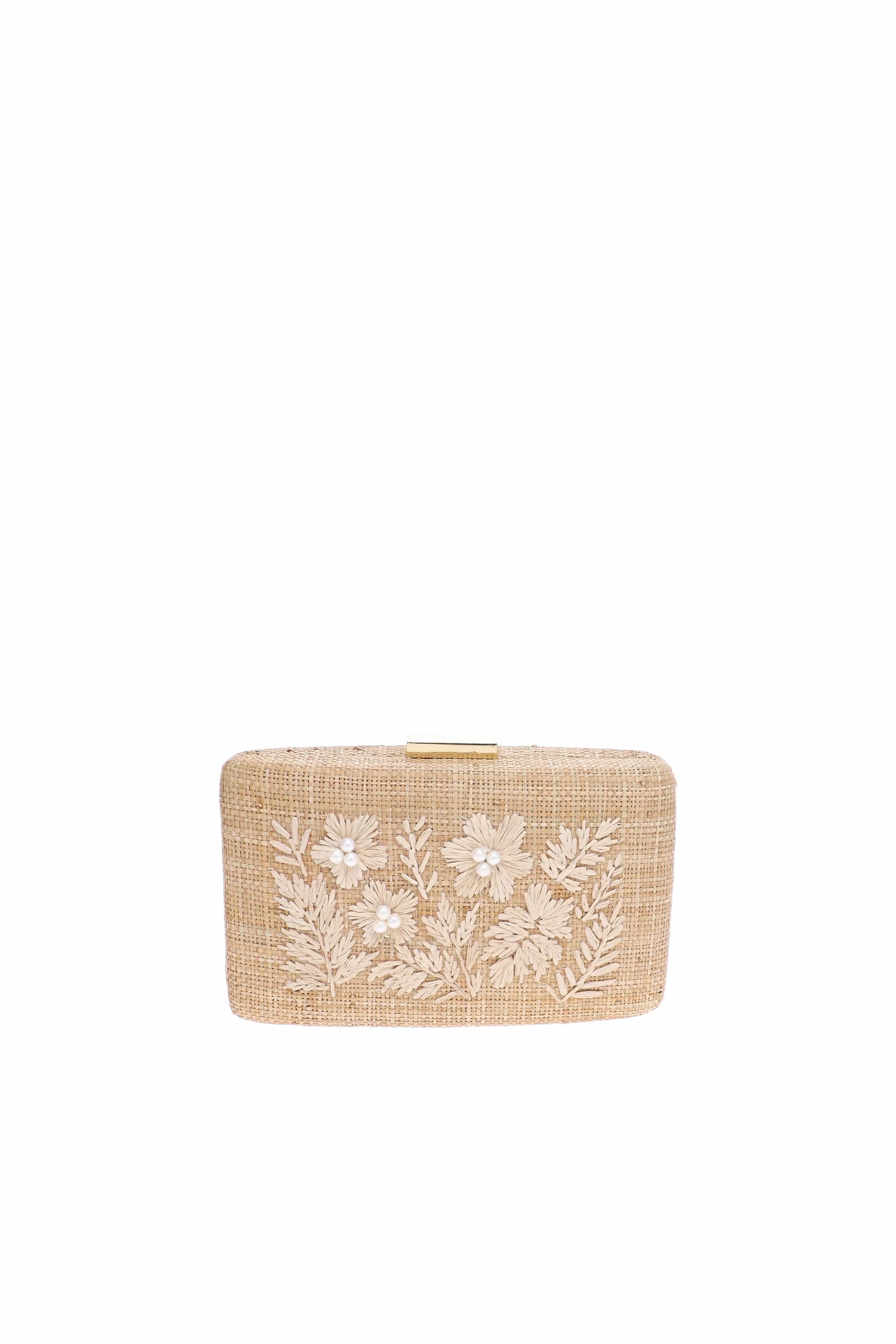 KAYU Aster Natural Floral Embellished Box Clutch