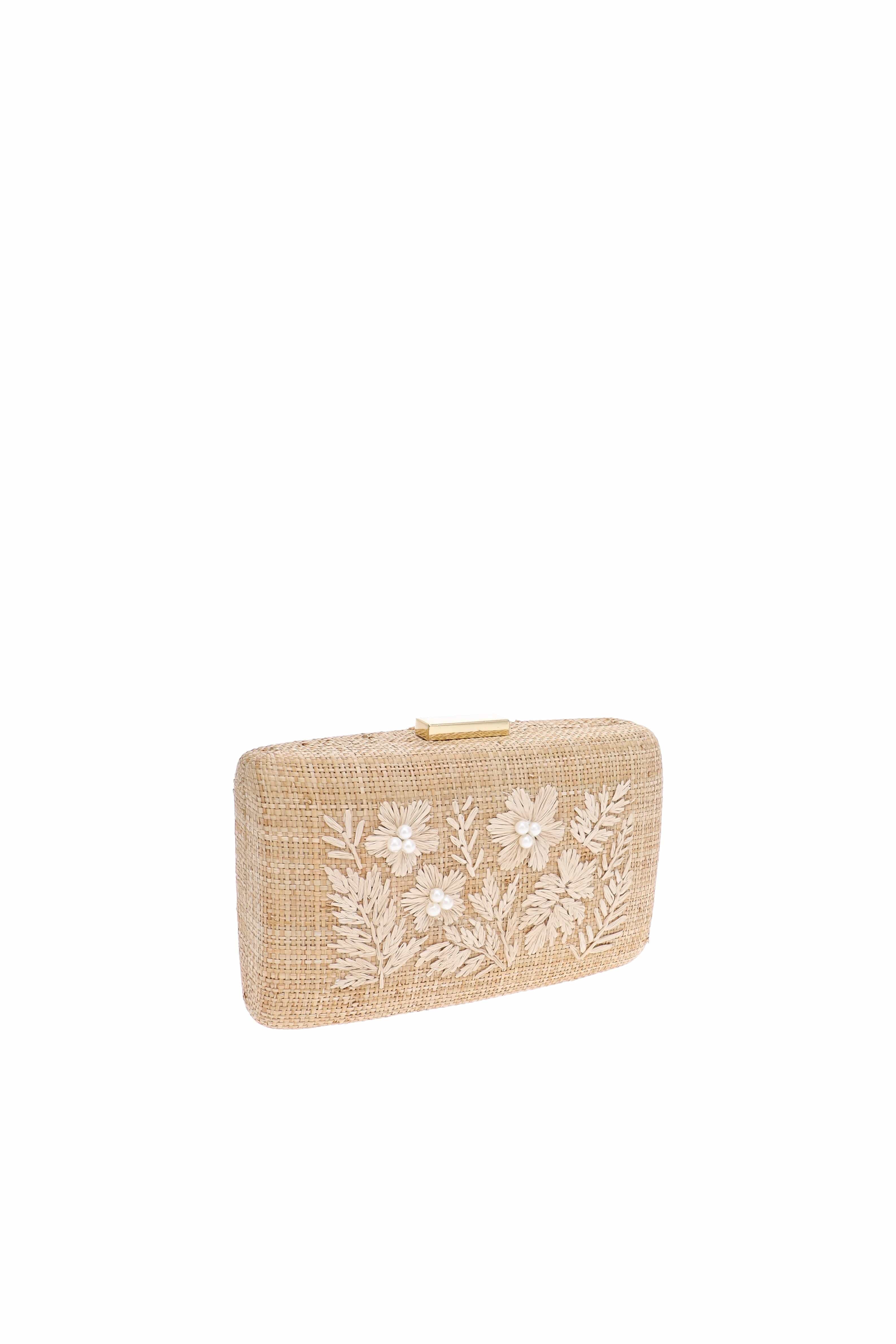 KAYU Aster Natural Floral Embellished Box Clutch