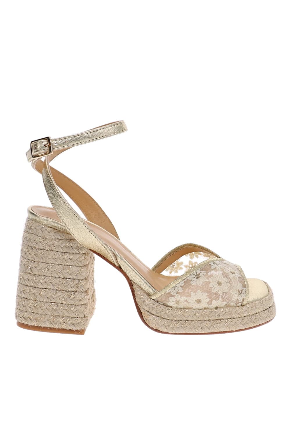 Castaner Vals White and Gold Platform Block Heel Sandals