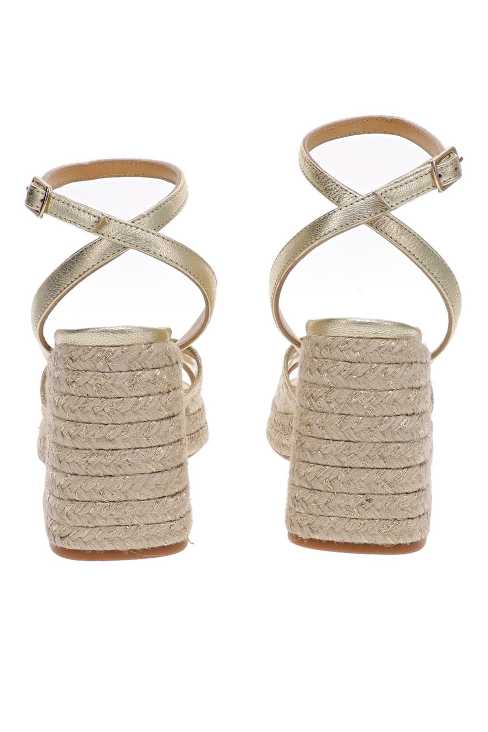 Castaner Vals White and Gold Platform Block Heel Sandals