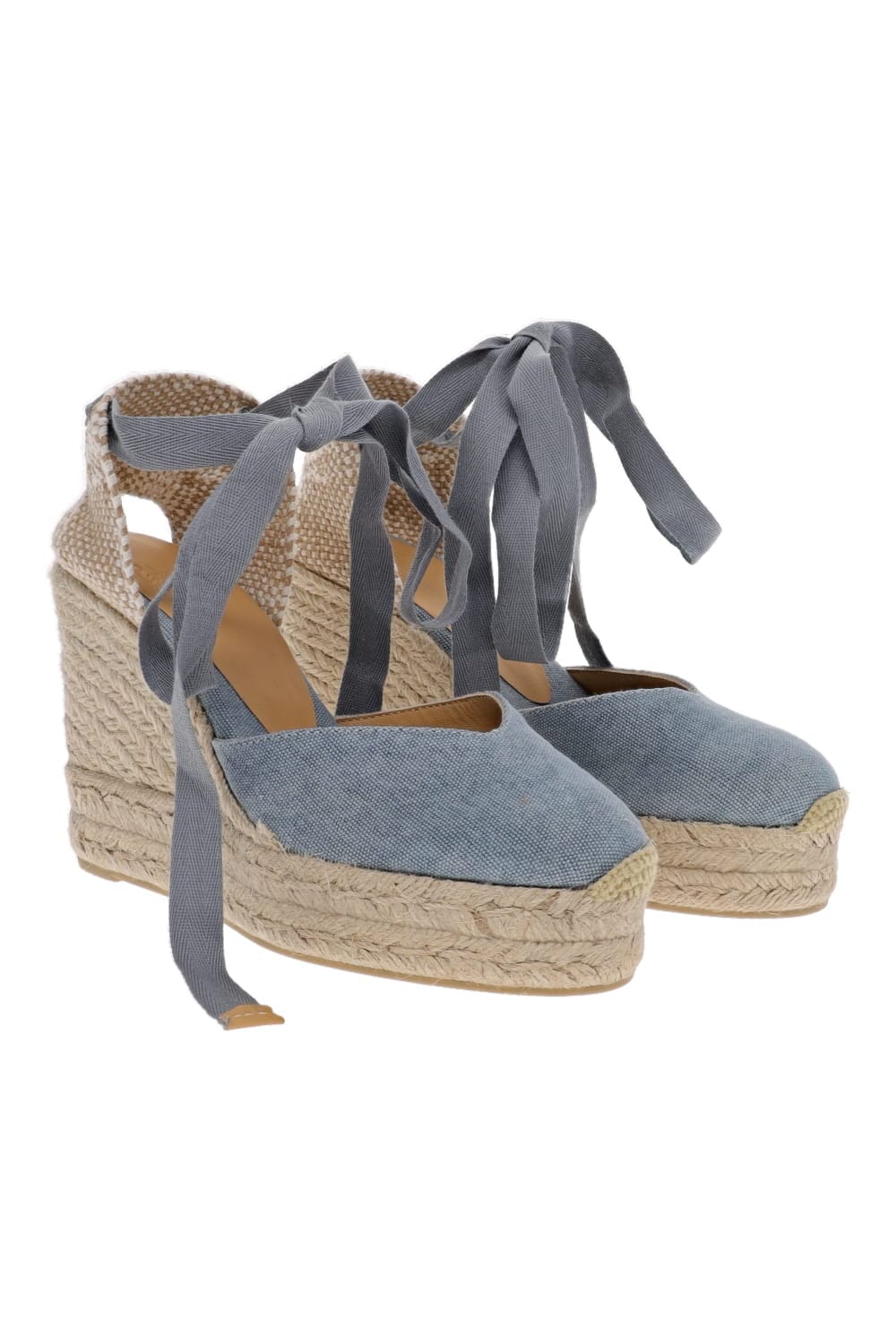 Castaner Chiara Aqua Lace Up Espadrille Wedge