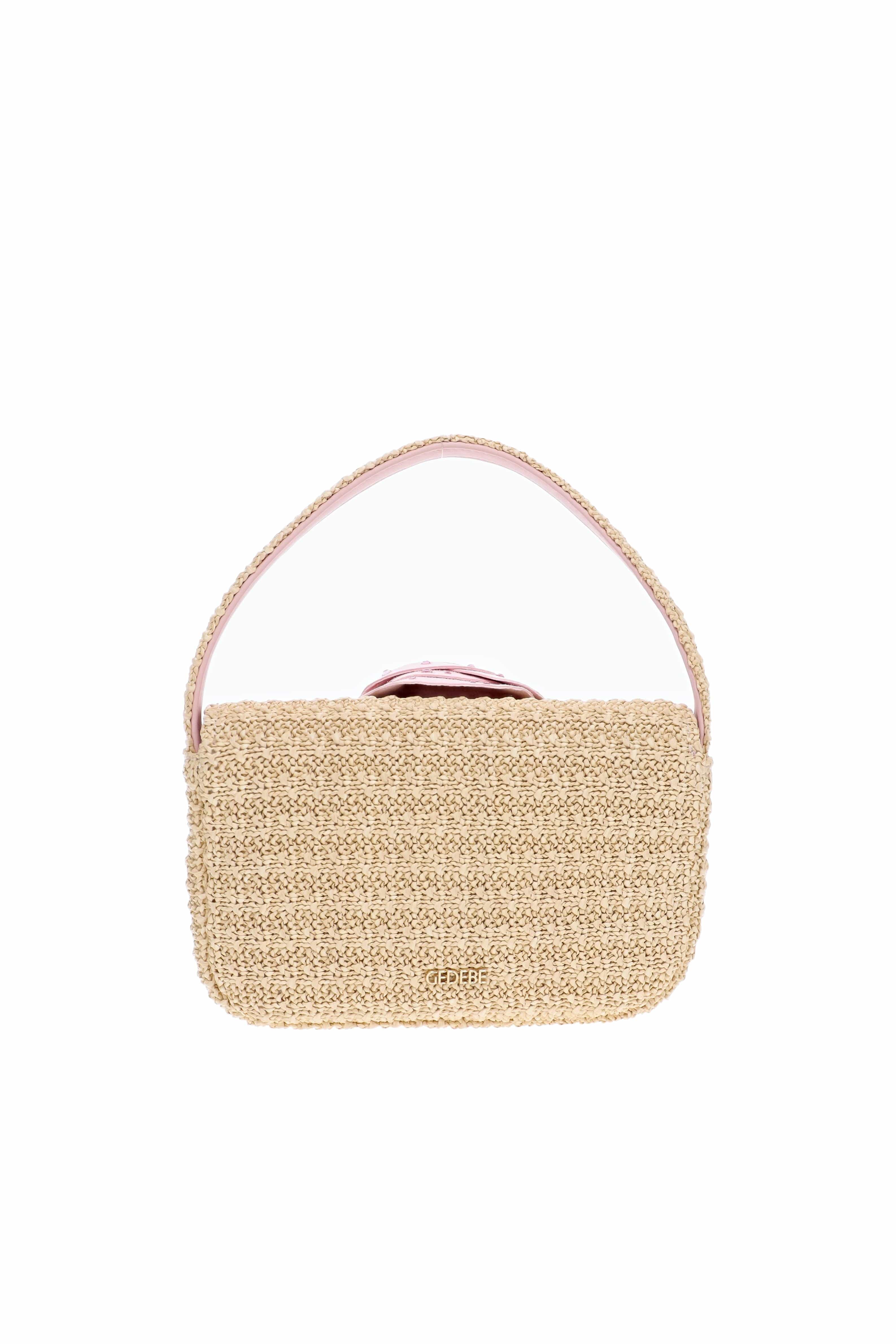 Gedebe Habibi Natural Petal Mini Flower Raffia Shoulder Bag