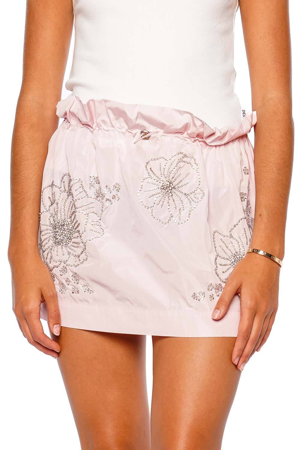 DES_PHEMMES Parachute Candy Pink Embellished Mini Skirt