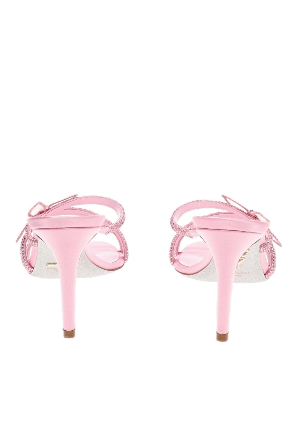 RENE CAOVILLA Pink Butterfly Crystal Light Rose Heeled Sandal