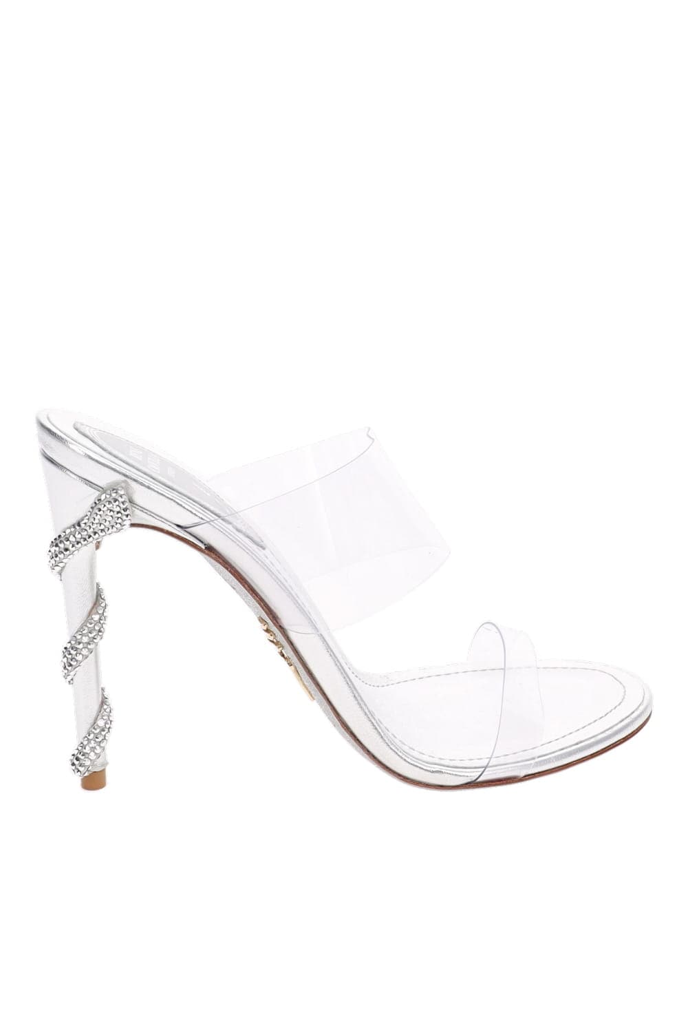 RENE CAOVILLA Silver Crystal PVC Silver High Heel Sandal