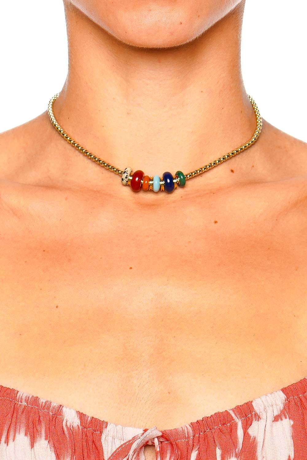 Roxanne Assoulin The Stone Slider Gold Multi Necklace