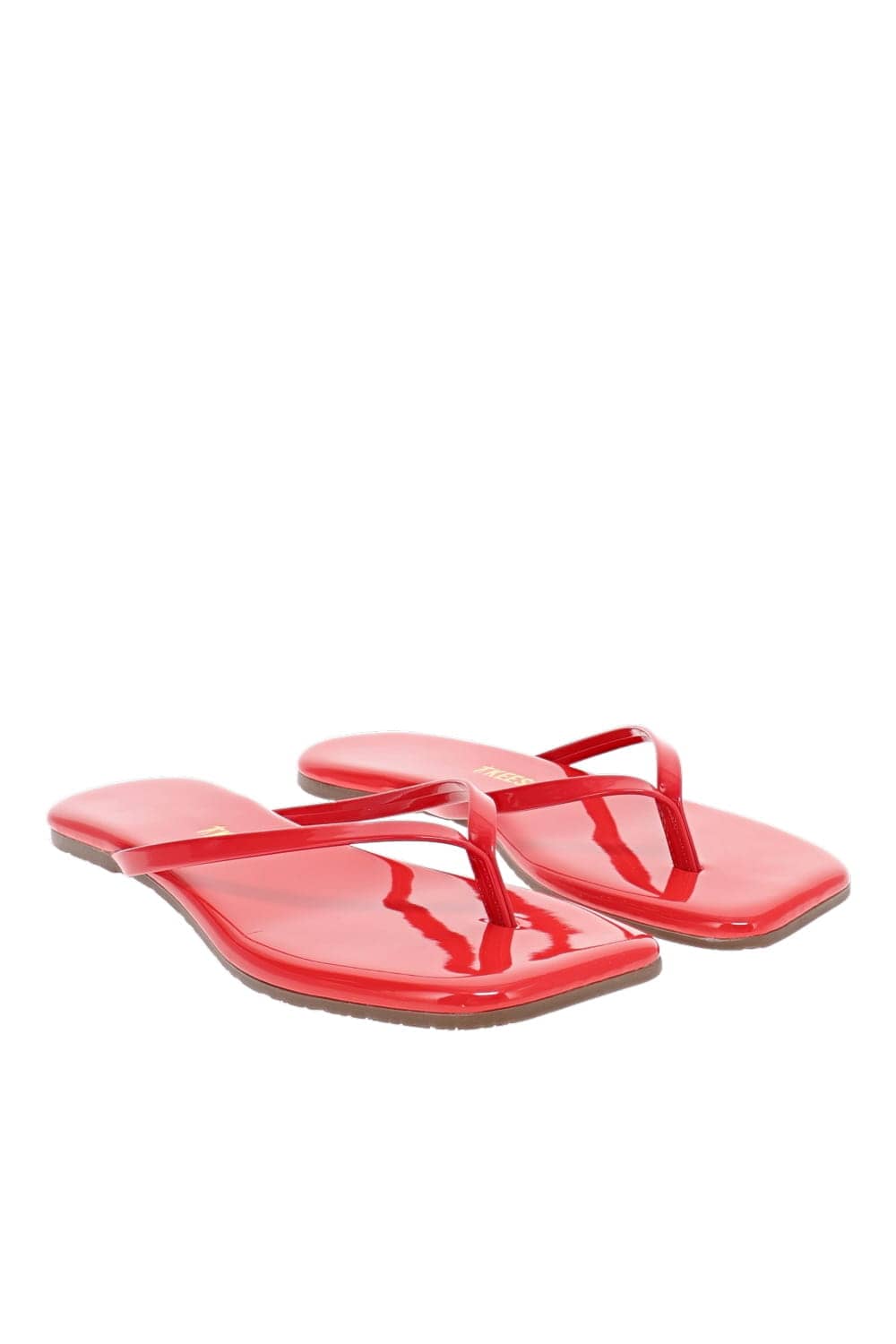 TKEES Square Toe Lily Red Gloss Square Toe Thong Sandals