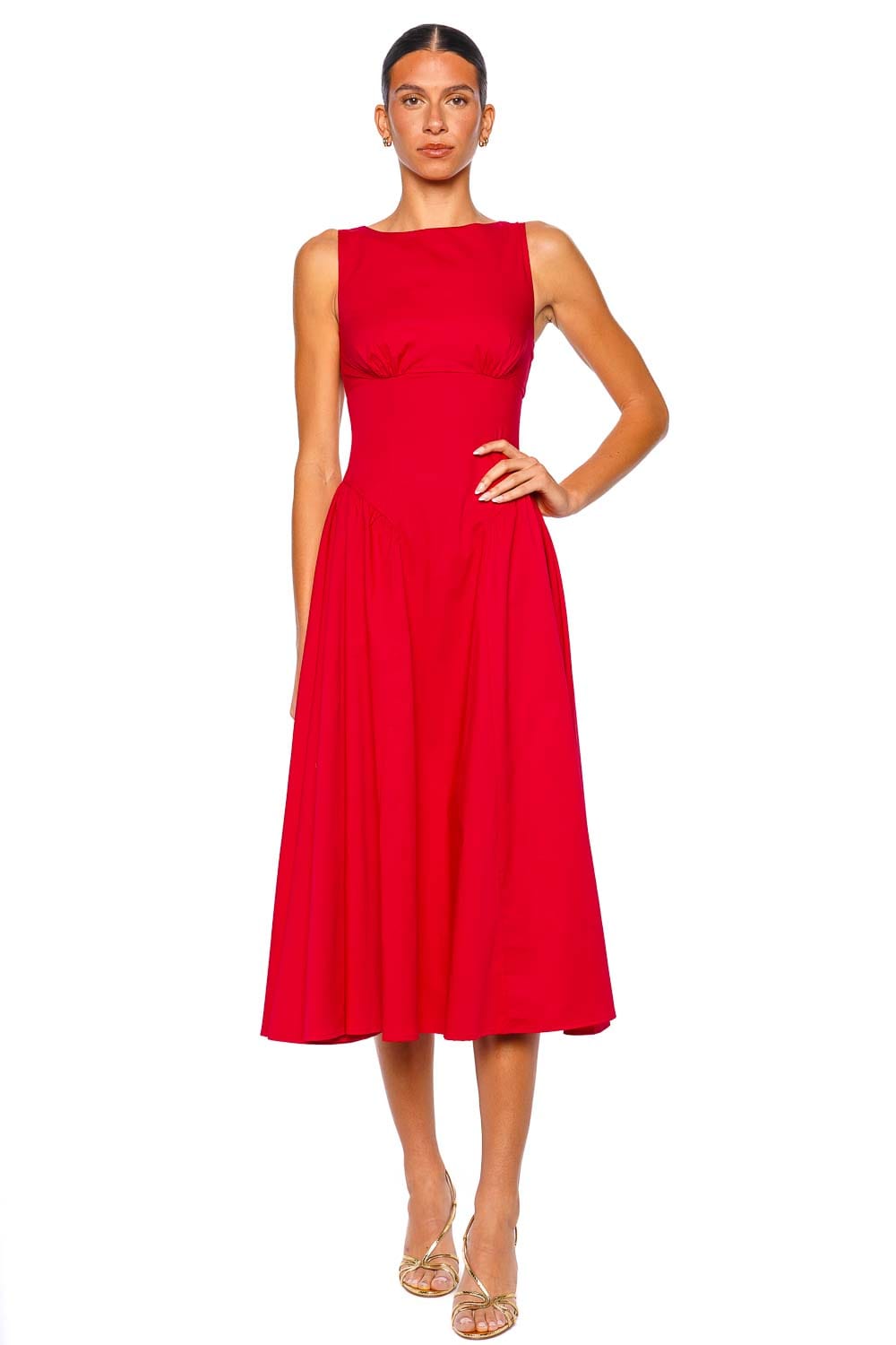 Staud Gwen Cherry Sleeveless Midi Dress Staud Gwen Cherry Sleeveless Midi Dress