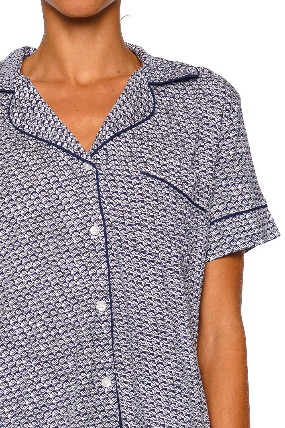 Eberjey Gisele Printed Relaxed Short Sleeve Pajama Set Navy Print