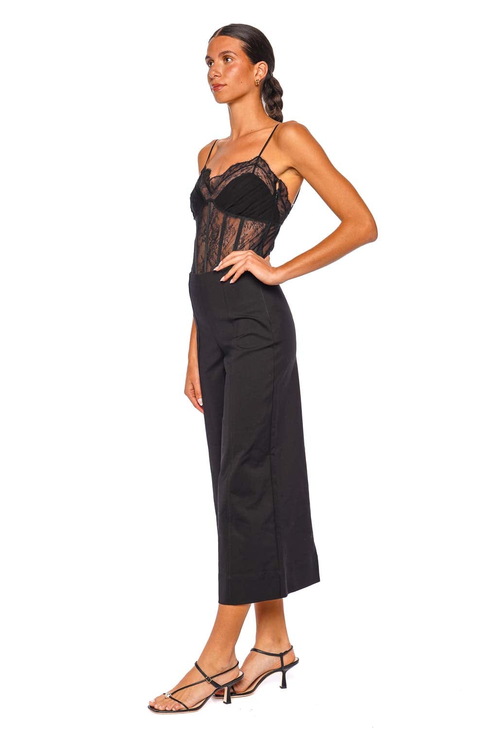 SIMKHAI Vallin Black Cropped Wide Leg Pant
