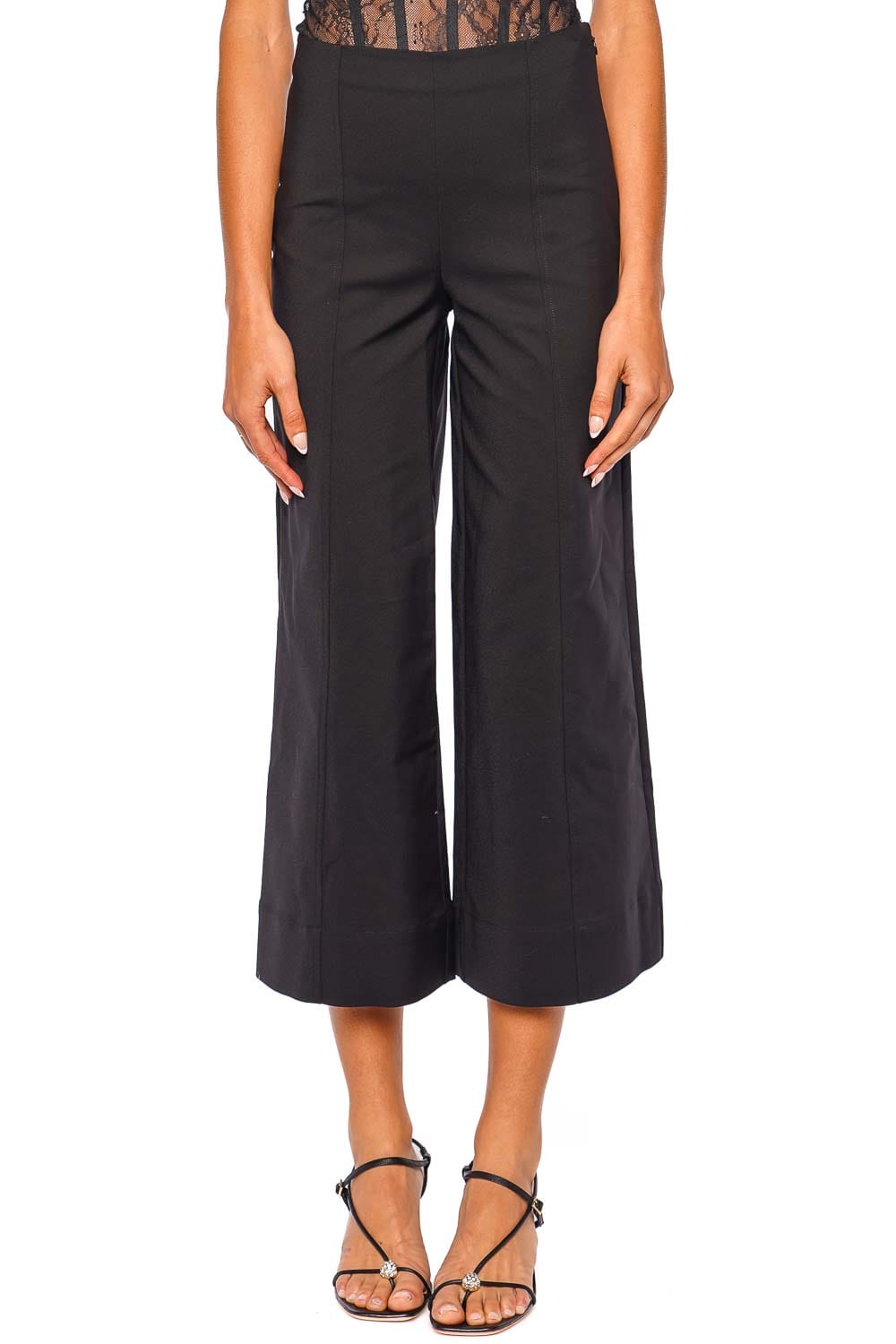 SIMKHAI Vallin Black Cropped Wide Leg Pant