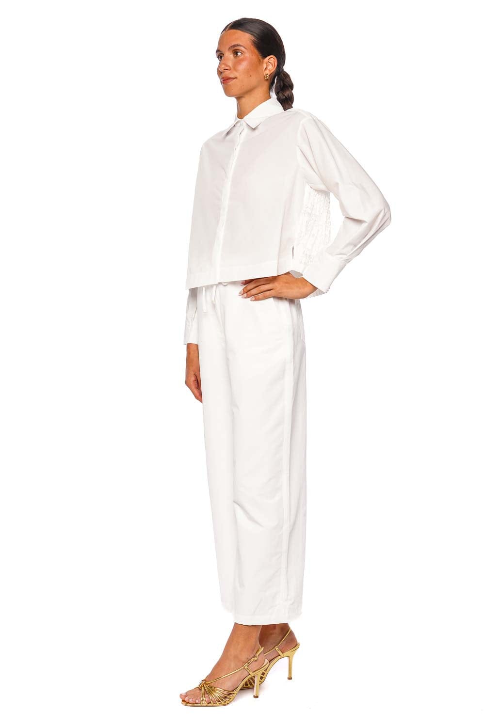 SIMKHAI Kacey Ivory Cotton Lace Long Sleeve Shirt